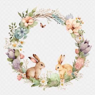 Easter wreath, Disney animation, watercolor, clipart, white background, no background, clipartmax,