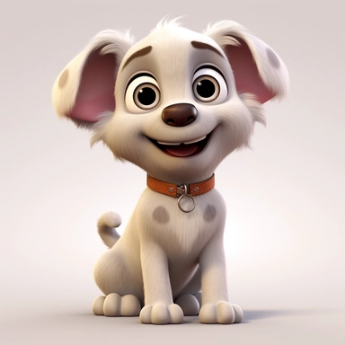 an adorable cute happy puppy dog with big puppy eyes, 3D image, full body image, pixar style, clipart