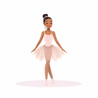 ballerina little girl standing, full body, clipart svg, vector art, white background