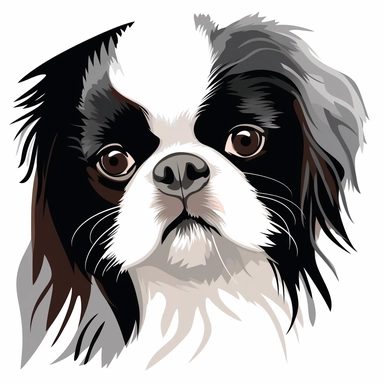 japanese chin, vector art, in the style of abstract art, clipart, white background, rounded corners