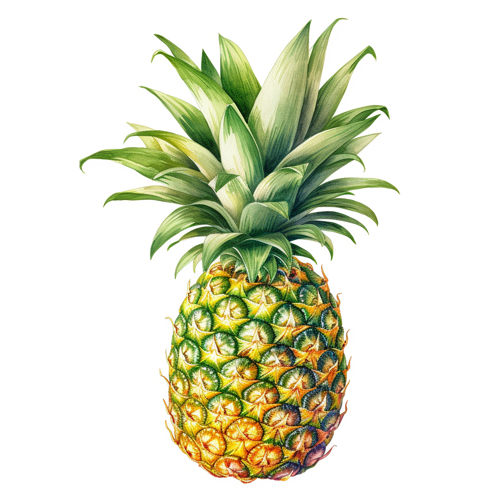 Yelow and green colors, pineapple, Clipart illustrations, white ...