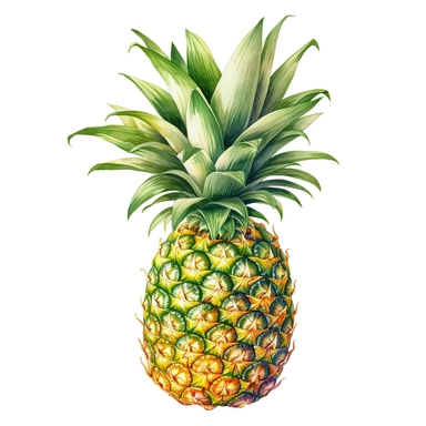 Yelow and green colors, pineapple, Clipart illustrations, white background