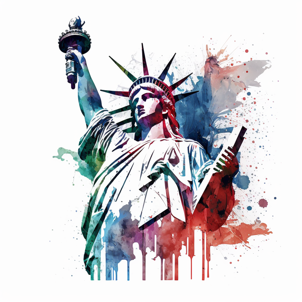 isolated watercolor independence day American statue of liberty clipart ...