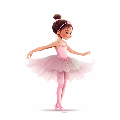 ballerina little girl standing, full body, clipart svg, vector art, white background