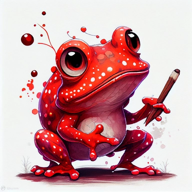 funny red rubby with diamond shine color, magic frog with funny dots, cartoon style, white background, black outside lines, designs, white background, watercolor pencil drawing, small details, digital art, clipart, super acurate, –testp, pixar,