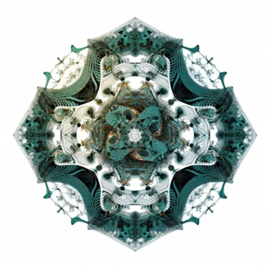 optical illusion of Spiraling fractal vortex of molecules, stylized disney cyberpunk 2077, style of the an illustrated celtic medieval manuscript on a white background, Molecule hexagon, goblin gremlin clipart - - niji