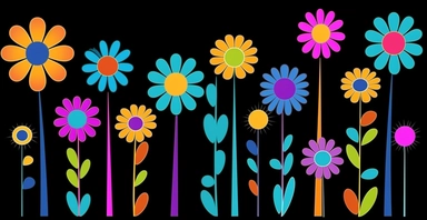 clipart flowers cliparts clipartflowers cliparts clipflowers clipart flowers clipart purple, in the style of stephen ormandy, dark cyan and blue, marguerite blasingame, childs drawing, 1970–present, jan berenstain, cross-processing/processed on a black background