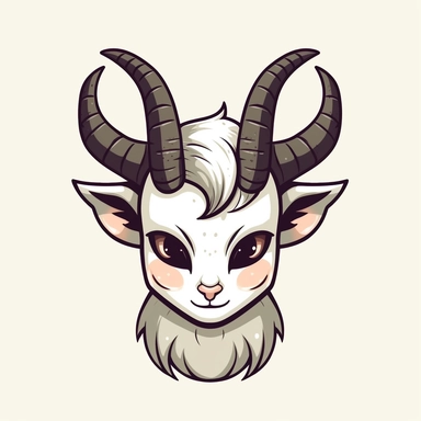 cute kawaii evil goat with horns clipart
