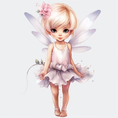 disney style little fairy priness clipart, watercolor clipart, png file, hyper realistic, transparent background,high detail, 8k