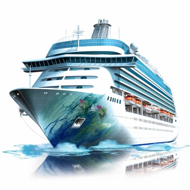 photorealistic cruise clipart,on white background with margins