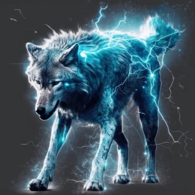 Blue wolf walking, lightening clipart, walk straight