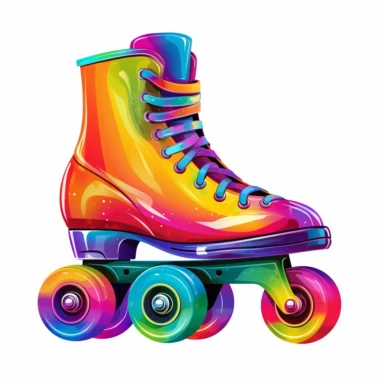 rainbow Vector Clipart with roller skates Side view , Vector Style, High quality, White Background