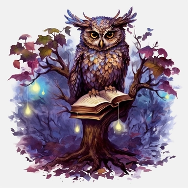Watercolour dark fantasy black royal gothic deadly nightshade tree stood with dark magic books with deadly nightshade lanterns magnificent gothic owl stood on tree with mesmerising compelling features perfect magnificent detailed wings beautiful compelling realistic eyes PNG image ultra highly detailed, 18k, sharp focus, bright photo with rich colours digitally enhanced, enhanced graphics, straight, sharp focus, bright lighting, intricate detailed png image ,high definition,300dpi,graphic clipar