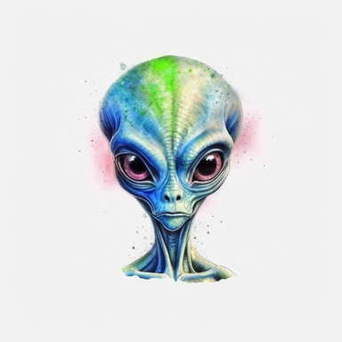 Alien Clip Art,4k,white Background,4k,WATER COLORED,