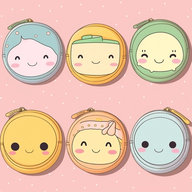 simple adorable kawaii coin purse clipart cartoon clipart pastel colors