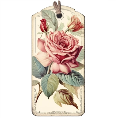 victorian vintage tie on tag, gift card, with vintage roses, clipart, clip art, white background, ephemera