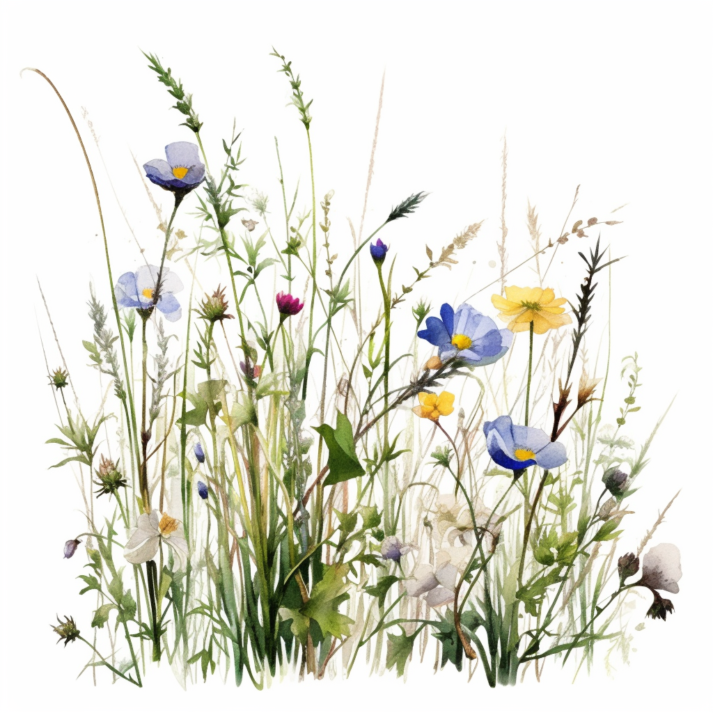 clean minimalistic wildflowers watercolor flower painting, in the style ...