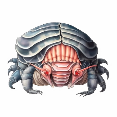 A Giant Isopod, deep-sea creature, knitted painting texture, Perfect for nursery art and children's book illustration style, simple, cute, full color, clipart, watercolor illustration, single object, high definition 8k, white background for removing background
