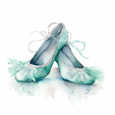 watercolour Turquoise ballet shoes hd clipart white background