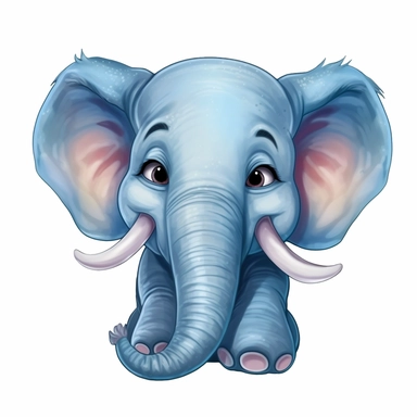 Cute Beautiful Happy Face Elephant Cartoon Sublimation Clipart,Cartoon,hyper realistic, intricate detail, illustration style,high solution,on the white background