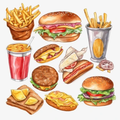 Fastfood clipart,Junk food clipart,single design,4k