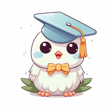 Graduation Dove kawaii cute vector clipart white background with margins lovely