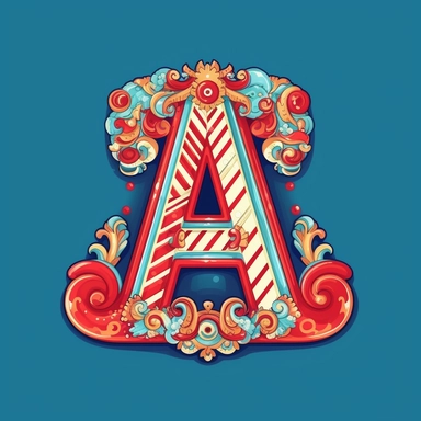 isolated flat clipart on a white background of a cute letter A on a blue background and red horizontal stripes tshirt design graphic, in the style of daniel f. gerhartz, transcendent, nikon d850, art of burma, captures the essence of nature, in the style of organic forms and patterns, expansive skies, hyper-detailed illustrations, i can't believe how beautiful this is, lively colors