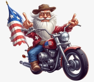 Cute Beautiful Patriot Grandpa On Motorbike clipart,Cartoon, hyper realistic, intricate detail, illustration style,high solution, , 32k resolution, ultra high definition