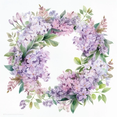 Watercolor Painting of beautiful multi - headed Lilac Wreath FLOWERS on white background DETAILED ILUSTRATION, Flora Design Patterns, Flemish Baroque by Rachel Ruysch, Behance, Rococo, Intricate Detailed, Soft Light Effect, Oil Paint Strokes, Light Academia Aesthetic Flowers, Lighting cinematic, all shown shimmering stamens, tyndall light, texture, colorful, 8k, fantasy, ray tracing, vivid, spectacular lighting, octane rendering, highly detailed, ultra - realistic, white background, clipart