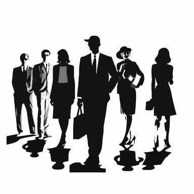 clip art of black and white outline people