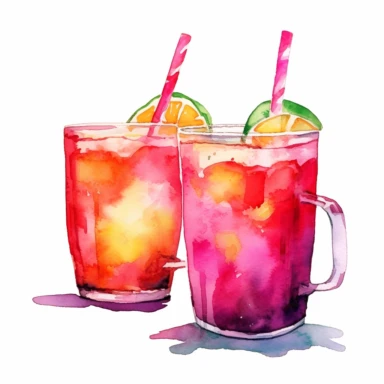 cold beverage clipart, watercolor, white background,