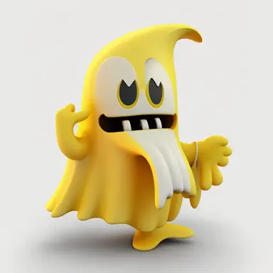3D banana ghost Cartoon clipart mascot,transparent background, 128K,supermega pixel, insane detail, hyper detailed,huge details, UHD, 8K