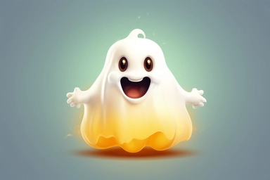 Cute ghost. Happy halloween ghosts characters, spooky expression creature. Funny scary magic demon with pumpkin, mystery creative nowaday vector clipart, realistic, full frame, very detailed
