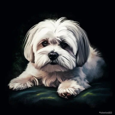 a cute maltese dog lying clipart on a black background, birds wiew, style fusion, Serene, Arcade, Funky Seasons, full body, Texturing, Faded, Digital painting, olive colors, Dreamlike, hard lighting, Highly detailed, high quality