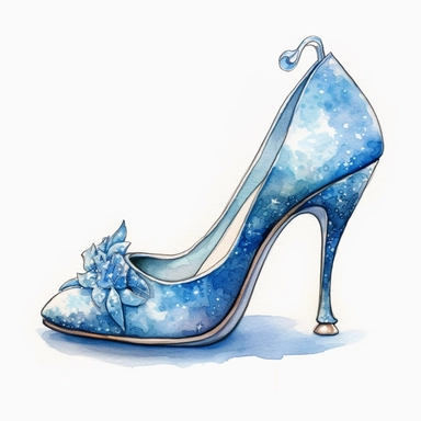 watercolor single clipart cinderella shoe