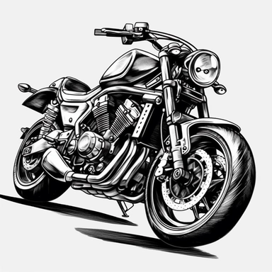 Motorcycles car clip art, black and white, very simple, clip art