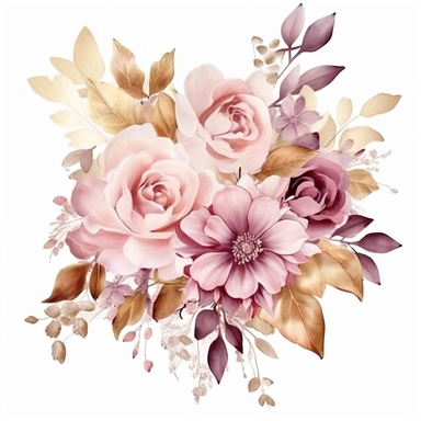 Rosa Moyesli Clipart Card Making, leafs, ribbons, Mixed Media, Craft, pink gold, white background