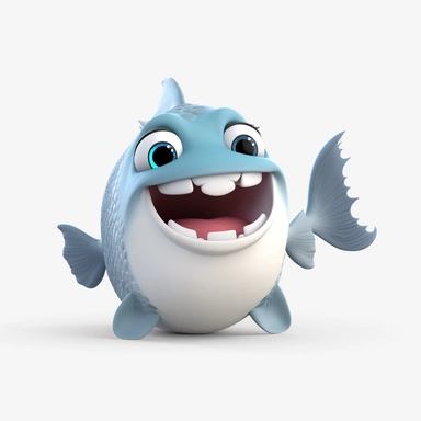 catfish 3d Cute Animated Sea Animal Clipart, disney pixar style Animated ocean clipart, white background