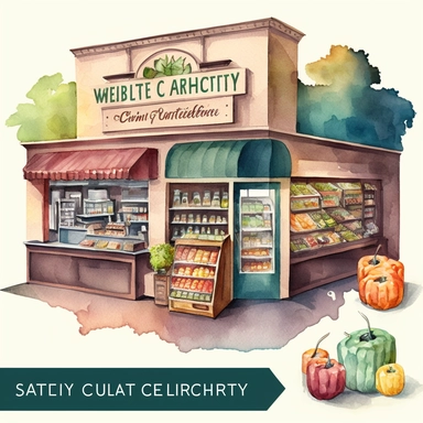 Watercolor Grocery Store Inside Clipart