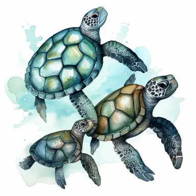 watercolor, Sea turtles - Sea turtles are large, slow-moving reptiles with smooth, streamlined shells. They have webbed feet and long, paddle-like flippers that they use to swim through the water. commission for, vividly bold designs png Full body realistic cartoon in 32K UHD cute. 15 cm thick outline. Black color. There was no shadow on the ground. 8k with realistic watercolors and detailed illustrations. PNG clipart, transparent white background