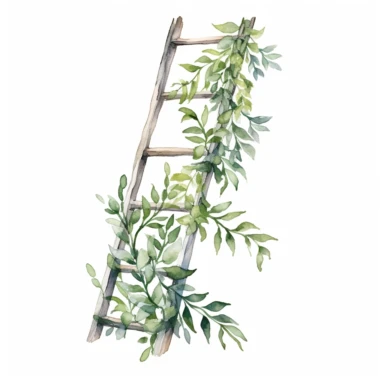 foliage ladder , watercolour clipart, white background