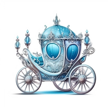 cute Winter Rendering Cinderella Carriage clipart, Cartoon, high detail, illustration style, high solution, on the white background