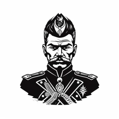 military officer tribal style , vintage, logo, clean, solid color, black and white color, clip art style, vector style, white background, i can't believe how cool this is