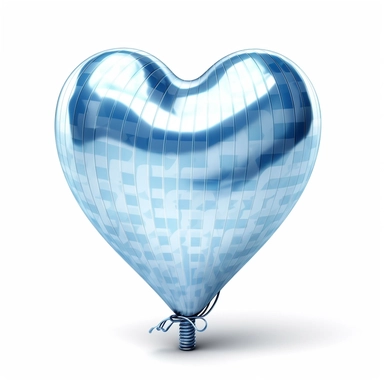 one heart light blue shape ballon some lines clipart