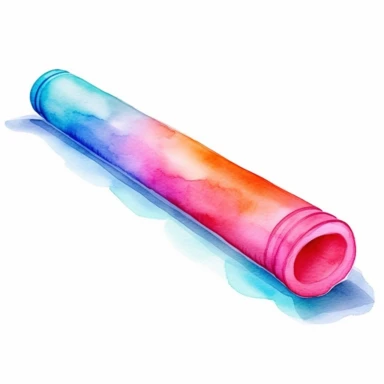 watercolor colorful clipart of a bright pool noodle, hd, on white background