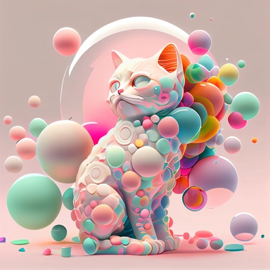 energizing colorful cartoon cat clipart , simple, cute, happy, art, crafty, pattern, psychedelic , groovy , hi-res contrast