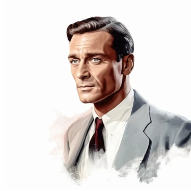 beautiful stunning handsome vintage old hollywood cinema man, paint art style, clipart, white background, superrealistic, one of a kind