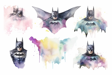 soft colors batman watercolor clip-art