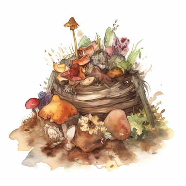 compost pile, watercolour clipart, cute, simple