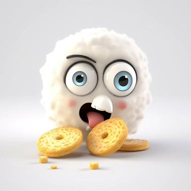 cute Nuggets character. Nuggets, cartoon, eye, illustration, funny, character, fast food, food, unhealthy, cute, face, fun, goofy, three-dimensional , Clipart, white isolated background, space out, hd, 8k, realistic